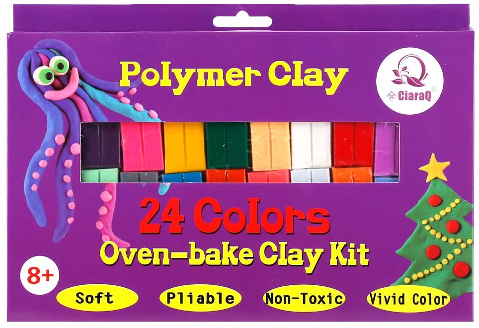 CiaraQ 24 Colors Small Block Polymer Clay Starter kit, Oven Bake